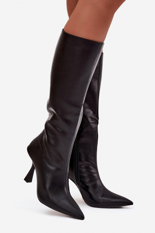 Women's Knee-High Heeled Boots Black Vionette Women's Knee-High Heeled Boots Black Vionette