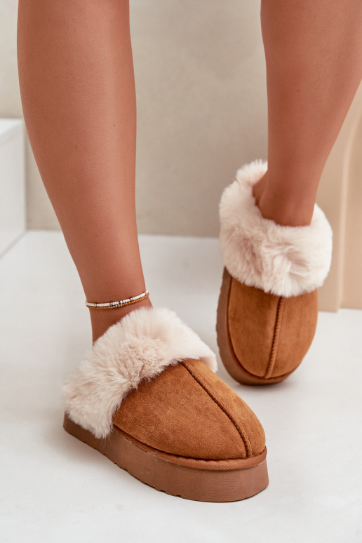 Women's Snow Slippers On Thick Sole With Fur Camel Doriola Women's Snow Slippers On Thick Sole With Fur Camel Doriola