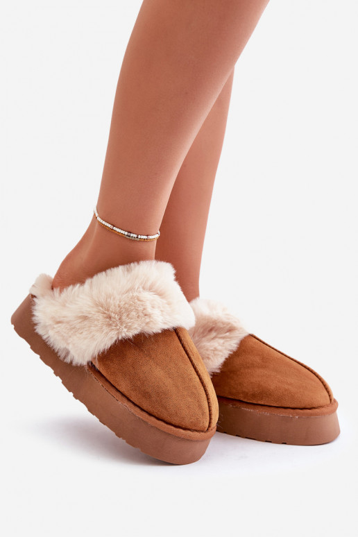 Women's Snow Slippers On Thick Sole With Fur Camel Doriola Women's Snow Slippers On Thick Sole With Fur Camel Doriola