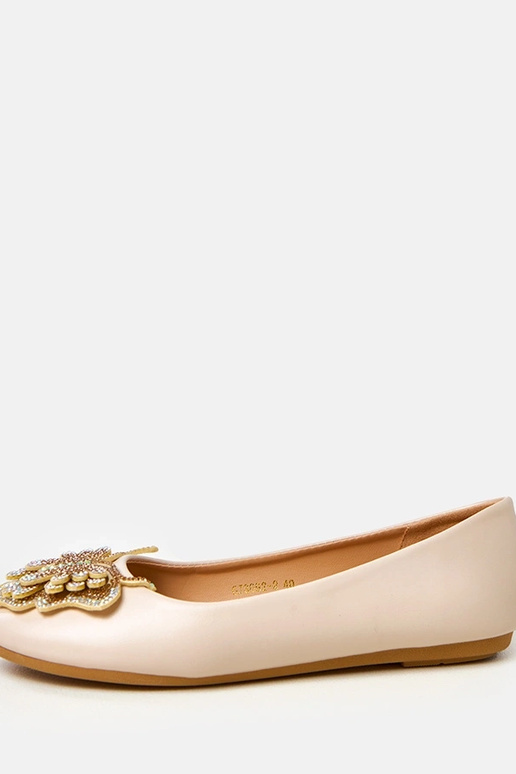 Beżowe balerinki z ozdobnym motylem... Beżowe balerinki z ozdobnym motylem...