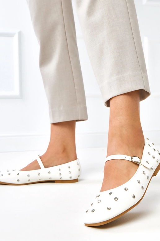 Białe balerinki z kryształkami Heidi Białe balerinki z kryształkami Heidi