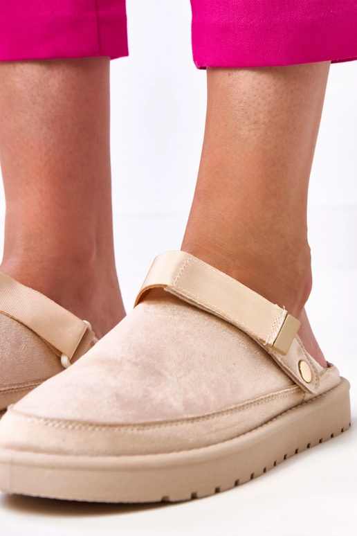 Beżowe mule zapinane na rzep Miluska Beżowe mule zapinane na rzep Miluska