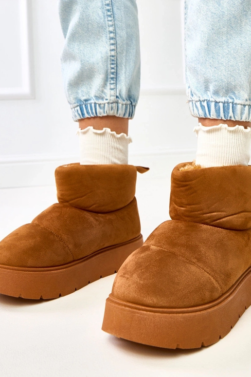 Brązowe ocieplane śniegowce na...