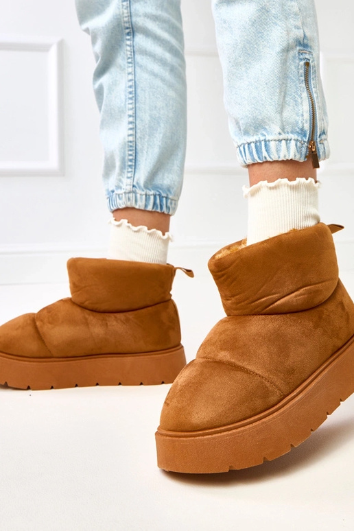 Brązowe ocieplane śniegowce na...