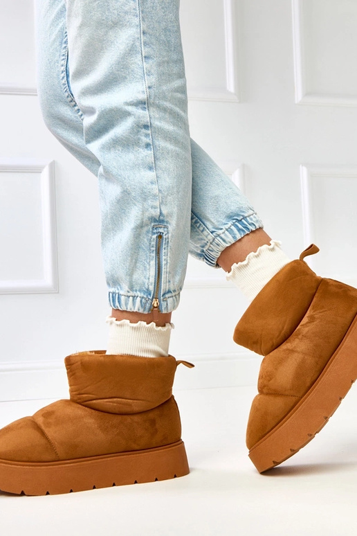 Brązowe ocieplane śniegowce na...