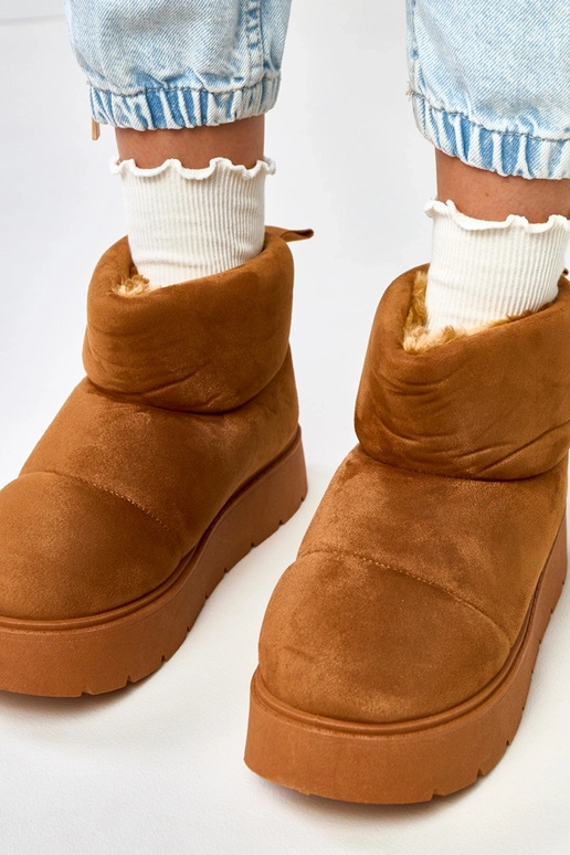 Brązowe ocieplane śniegowce na...