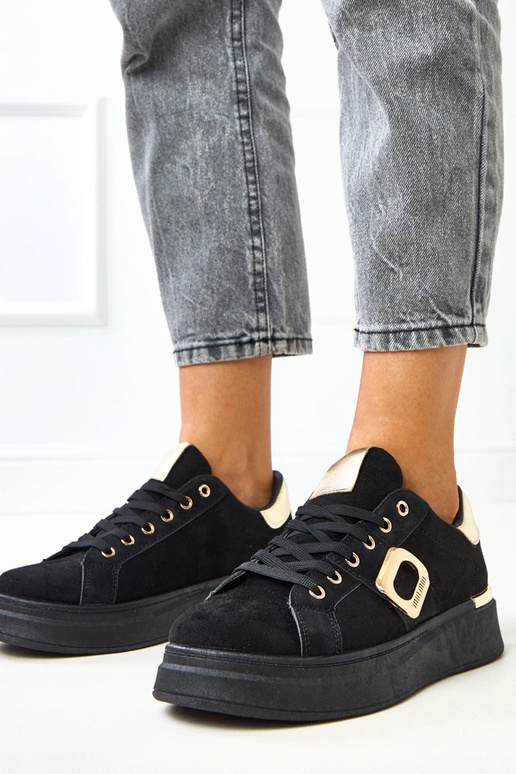 Czarne sneakersy na platformie ze... Czarne sneakersy na platformie ze...