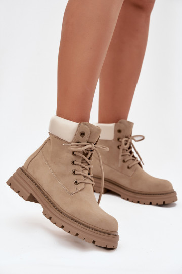 Women's Lace-up Boots Beige Norena 2