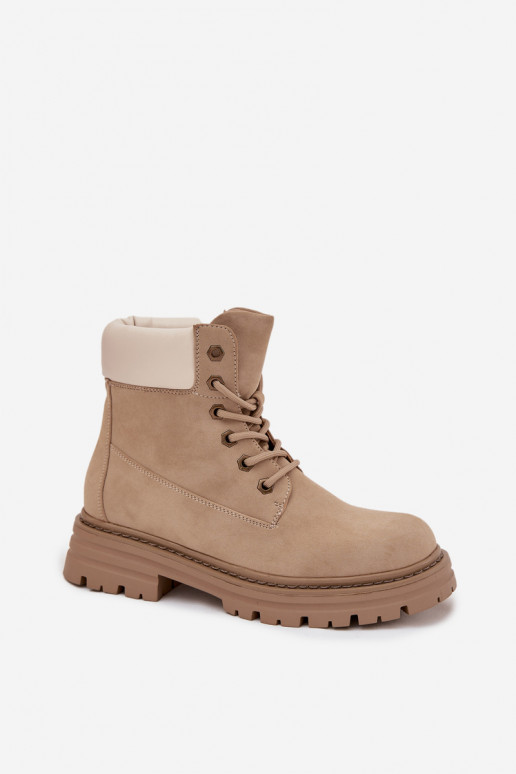 Women's Lace-up Boots Beige Norena
