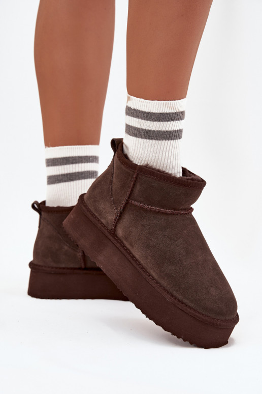 Zamszowe Śniegowce Damskie Na Platformie Vinceza 97962 Czekoladowe Zamszowe Śniegowce Damskie Na Platformie Vinceza 97962 Czekoladowe