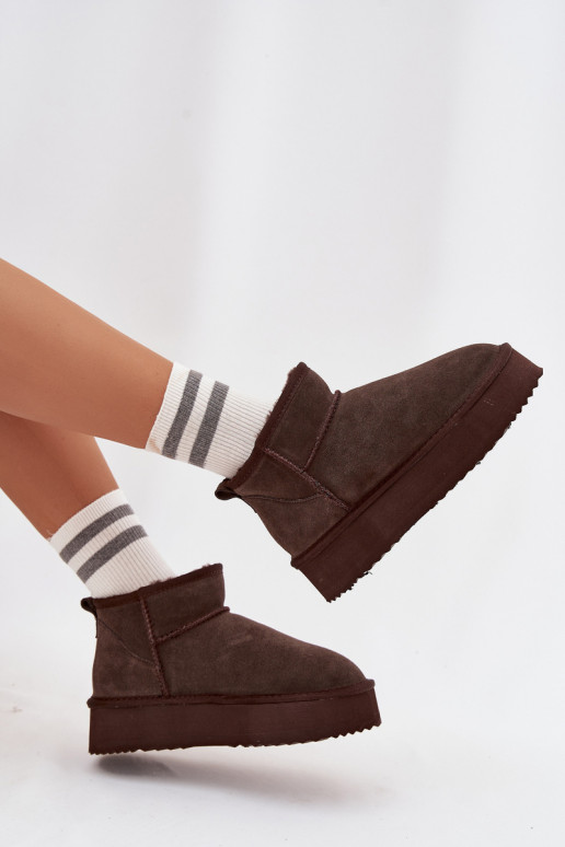 Zamszowe Śniegowce Damskie Na Platformie Vinceza 97962 Czekoladowe Zamszowe Śniegowce Damskie Na Platformie Vinceza 97962 Czekoladowe