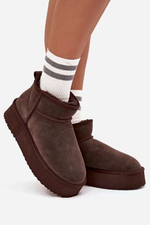 Zamszowe Śniegowce Damskie Na Platformie Vinceza 97962 Czekoladowe Zamszowe Śniegowce Damskie Na Platformie Vinceza 97962 Czekoladowe