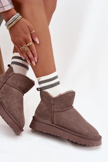 Snow boots made of natural suede lined with fur Vinceza 97961 brown