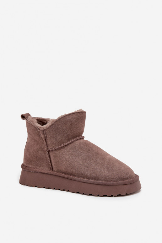 Snow boots made of natural suede lined with fur Vinceza 97961 brown