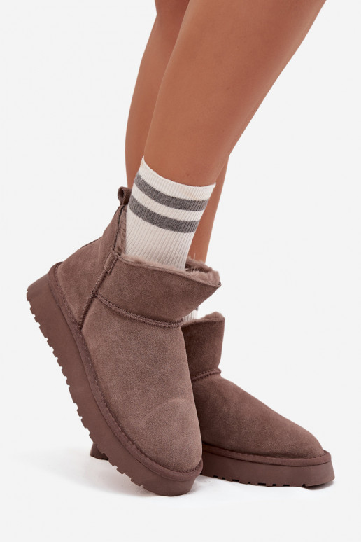 Snow boots made of natural suede lined with fur Vinceza 97961 brown