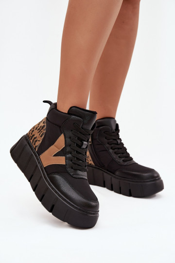 Leather Women's Platform Boots Lined Vinceza 66838 Black 2