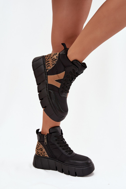 Leather Women's Platform Boots Lined Vinceza 66838 Black Leather Women's Platform Boots Lined Vinceza 66838 Black
