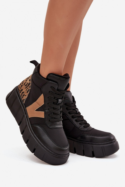 Skórzane Botki Damskie Na Platformie Ocieplane Vinceza 66838 Czarne