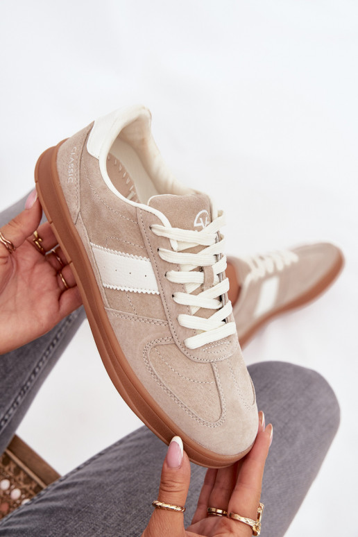 Suede Women's Sneakers Vinceza 14029 Beige