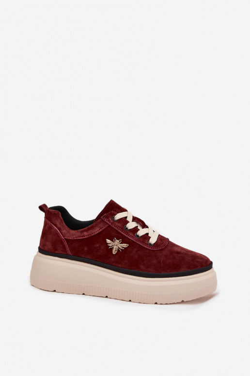 Suede Women's Platform Shoes with Bow Vinceza 41495 Burgundy Suede Women's Platform Shoes with Bow Vinceza 41495 Burgundy
