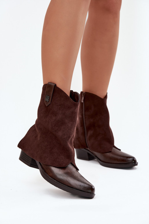 Insulated Cowboy Boots High Heels Chocolate Sylvette Insulated Cowboy Boots High Heels Chocolate Sylvette
