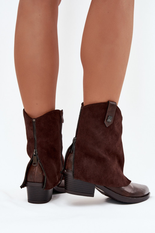 Insulated Cowboy Boots High Heels Chocolate Sylvette Insulated Cowboy Boots High Heels Chocolate Sylvette