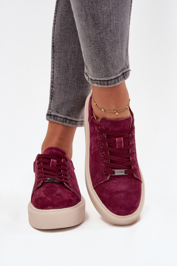 Suede Women's Sneakers On Platform Vinceza 79578 Bordeaux