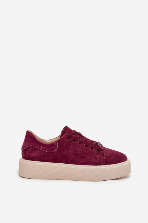 Suede Women's Sneakers On Platform Vinceza 79578 Bordeaux