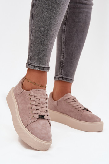 Suede Women's Sneakers on Platform Vinceza 79578 Beige 2