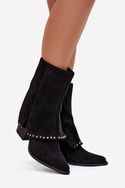 Kozaki Damskie OcieplanewithWywiniętą Cholewką Vinceza 16516 Czarne