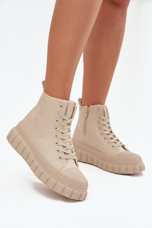 Insulated Women's Sneakers on Platform Made of Eco Leather Big Star SS274535 Beige Insulated Women's Sneakers on Platform Made of Eco Leather Big Star SS274535 Beige