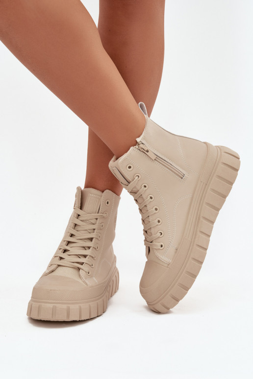 Insulated Women's Sneakers on Platform Made of Eco Leather Big Star SS274535 Beige Insulated Women's Sneakers on Platform Made of Eco Leather Big Star SS274535 Beige