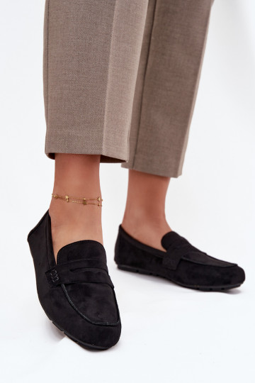 Loafersy Mokasyny Damskie Płaskie Czarne Roseline