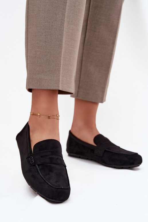 Loafersy Mokasyny Damskie Płaskie Czarne Roseline