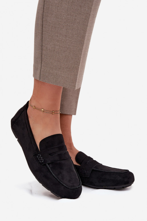 Loafersy Mokasyny Damskie Płaskie Czarne Roseline