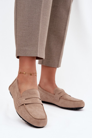 Loafersy Mokasyny Damskie Płaskie Beżowe Roseline 2