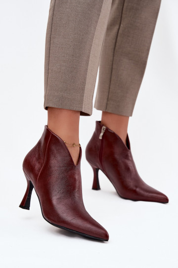 Patent Leather Low Women's Ankle Boots On Heel Bordeaux Jolivra