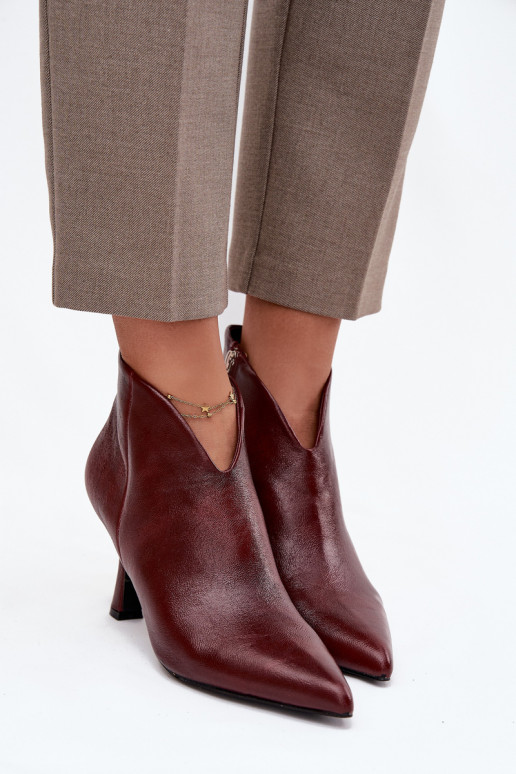 Patent Leather Low Women's Ankle Boots On Heel Bordeaux Jolivra