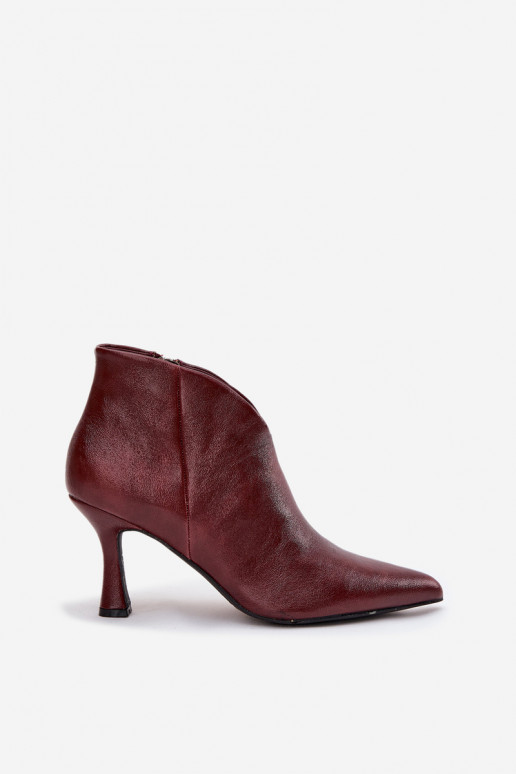 Patent Leather Low Women's Ankle Boots On Heel Bordeaux Jolivra