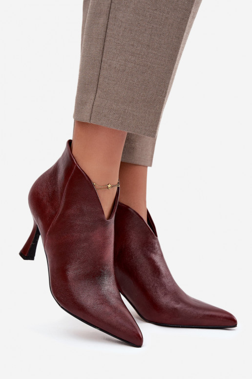 Patent Leather Low Women's Ankle Boots On Heel Bordeaux Jolivra