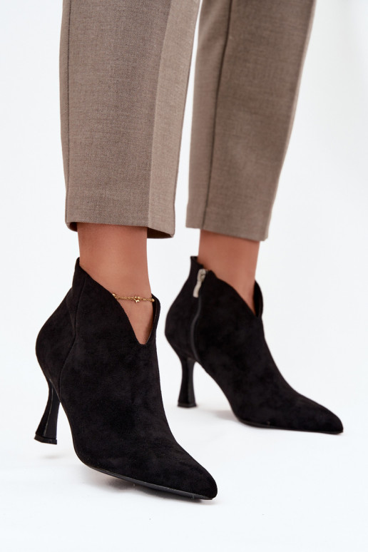 Low Women's Heeled Boots Eco Suede Black Jolivra Low Women's Heeled Boots Eco Suede Black Jolivra