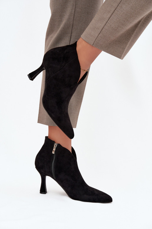 Low Women's Heeled Boots Eco Suede Black Jolivra Low Women's Heeled Boots Eco Suede Black Jolivra