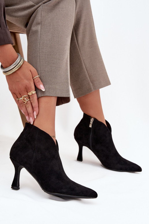 Low Women's Heeled Boots Eco Suede Black Jolivra Low Women's Heeled Boots Eco Suede Black Jolivra