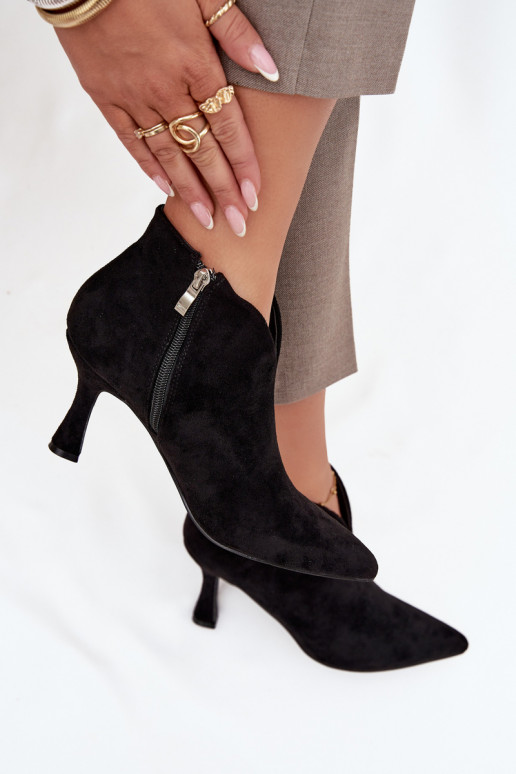 Low Women's Heeled Boots Eco Suede Black Jolivra Low Women's Heeled Boots Eco Suede Black Jolivra