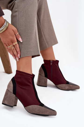 Women's ankle boots with chunky heel zip Bordeaux Delvane