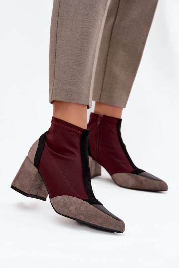 Women's ankle boots with chunky heel zip Bordeaux Delvane 2