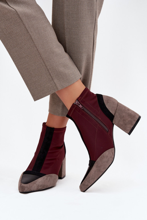 Women's ankle boots with chunky heel zip Bordeaux Delvane Women's ankle boots with chunky heel zip Bordeaux Delvane