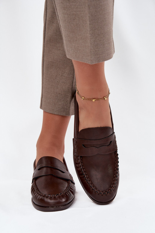 Półbuty Loafersy DamskiewithEko Skóry Brązowe Lilith Półbuty Loafersy DamskiewithEko Skóry Brązowe Lilith