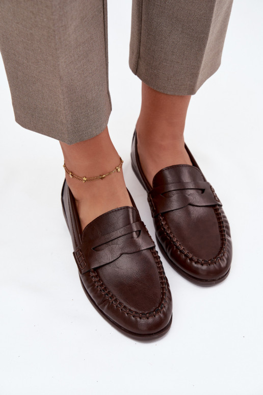 Półbuty Loafersy DamskiewithEko Skóry Brązowe Lilith Półbuty Loafersy DamskiewithEko Skóry Brązowe Lilith