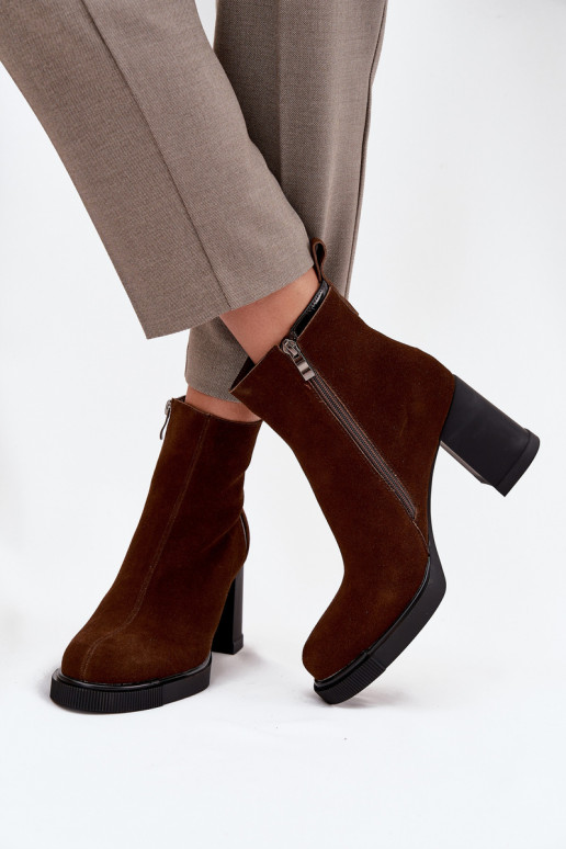 Women's Ankle Boots Made of Natural Suede on Heel Vinceza 91141 Brown Women's Ankle Boots Made of Natural Suede on Heel Vinceza 91141 Brown